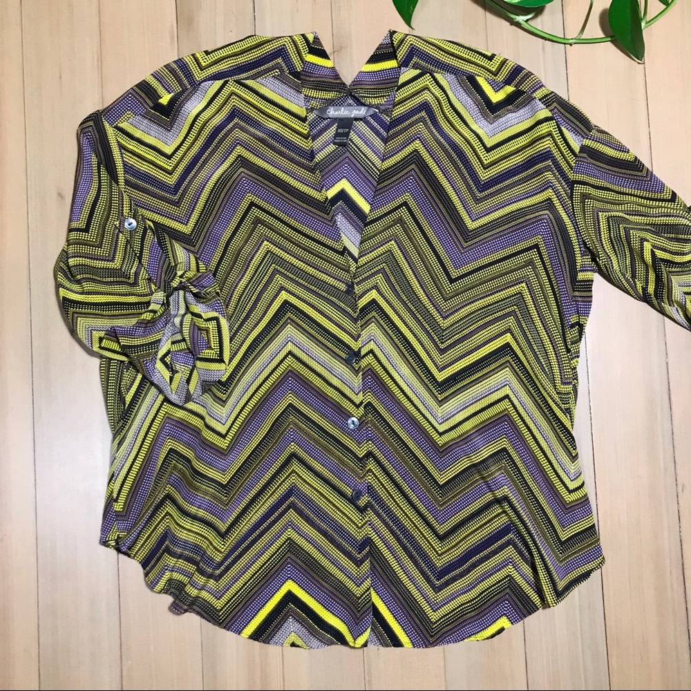 Anthropologie Charlie Jade Silk Chevron Blouse - Picture 7 of 8